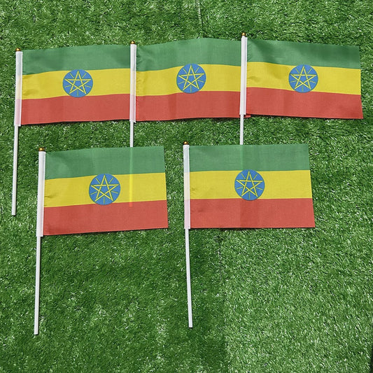 Ethiopië Handvlaggetjes 21x14cm met Plastic Stok - Set van 10, 20, 50 of 100 stuks