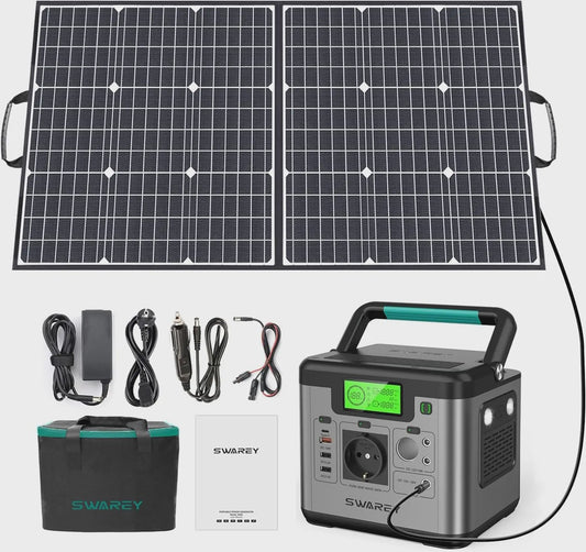 SWAREY S500 Pro Power Station 518Wh - Draagbare Energie met 100W Zonnepaneel