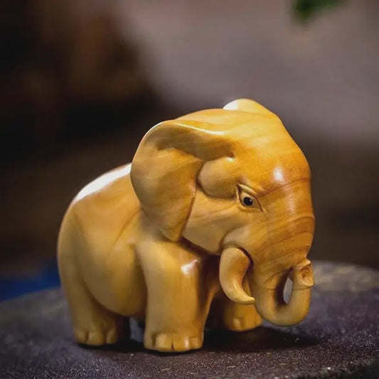 Houten Dieren Beeldjes: Neushoorn, Nijlpaard & Olifant - Handgesneden Decoratie