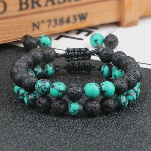 Verstelbare Lava Kralen & Tijgeroog Armband - Yoga & Helende Sieraden voor Hem en Haar