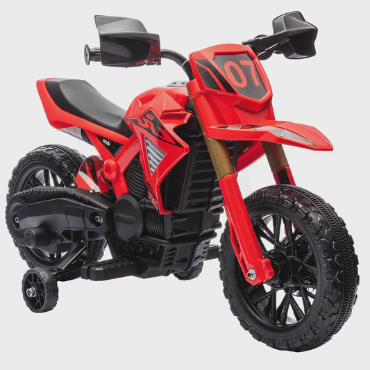 Elektrische Kinder Crossmotor 6V - Met 2 Motoren, Claxon en Zijwieltjes - Leeftijd 3-8 Jaar