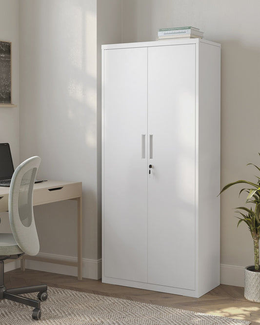Metalen Archiefkast 180 cm - 5 Verstelbare Legborden & Slot - Ideaal voor Garage, Kantoor, Woonkamer
