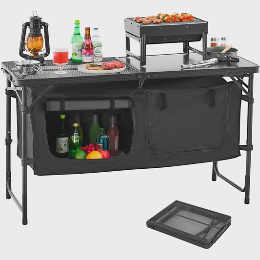 Aluminium Camping Keukentafel - Lichtgewicht & Draagbaar Kookstation voor Outdoor BBQ, Picknick & RV