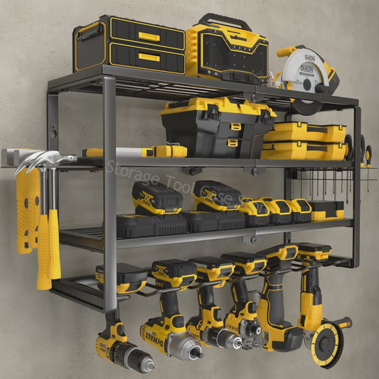 3-Laags Wandmontage Organizer voor Elektrisch Gereedschap - Werkplaats en Garage Opbergkast