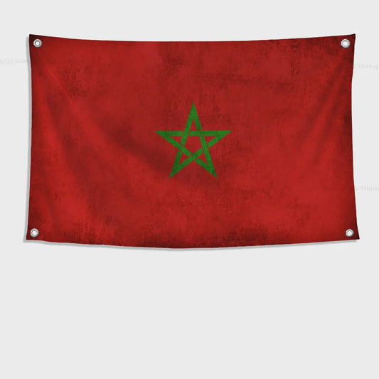 Marokkaanse Vlag - Polyester Decoratie met Ophangringen voor Binnen en Buiten