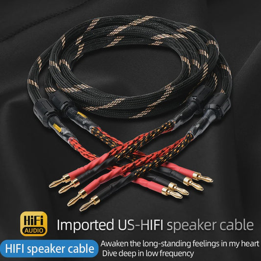 High-End Hifi Luidsprekerkabel - 6N OFC Koper, Vergulde Banana/Y-stekkers