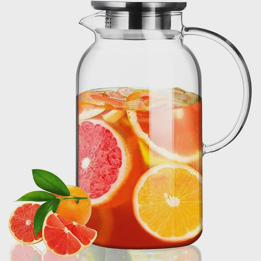 HeY LiLac Glazen Waterkan 1.8L met Deksel - Stijlvol en Praktisch