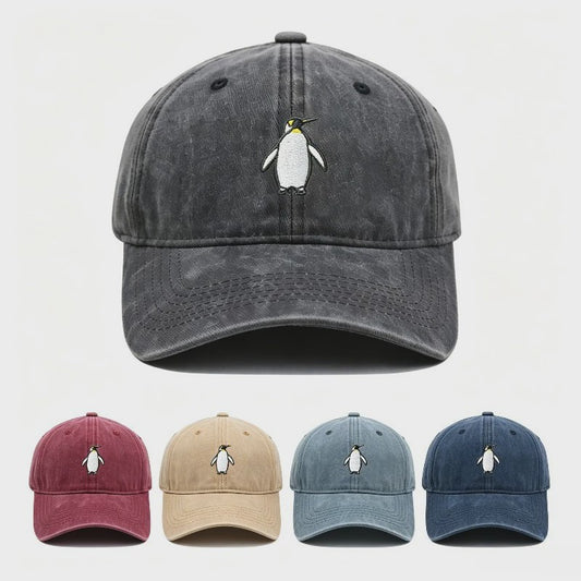 Vintage Pinguïn Cap - Unisex Baseballpet met Gebogen Vizier