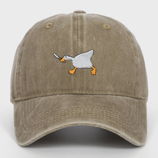 Unieke Geborduurde Baseball Cap met Gans Patroon - Casual Stadsstijl