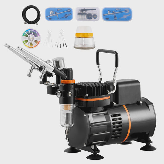 Professionele Airbrush Kit met Dubbele Ventilator Compressor en 3 Airbrushes