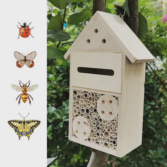 Houten Bijen- en Insectenhotel voor Tuin en Buiten - Natuurlijk Hout