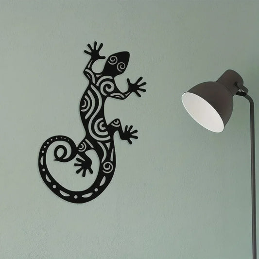 Metalen Gekko Wanddecoratie - Stijlvolle Hagedis Muurkunst voor Woonkamer & Slaapkamer
