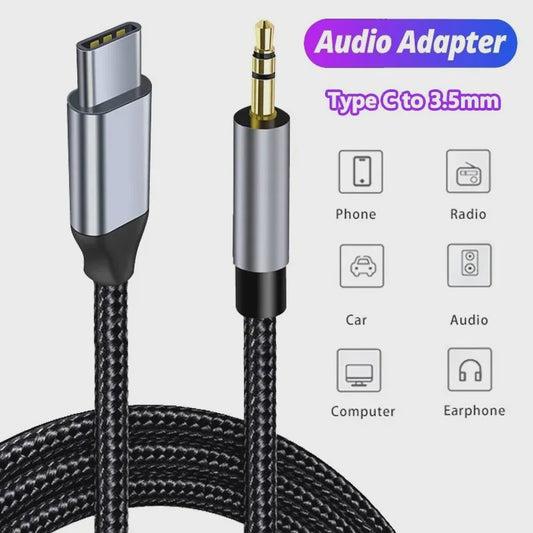 USB-C naar 3.5mm Jack Audio Kabel - Aux Adapter voor Telefoon, Auto & Speaker