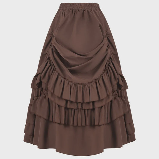Victorian Victoriaanse Rok met Ruches - Hoge Taille, Gothic & Steampunk Stijl