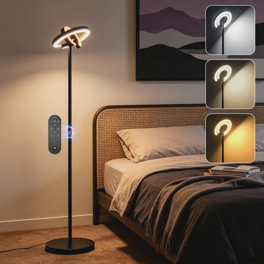 Moderne LED Vloerlamp met Touch & Afstandsbediening - Instelbare Kleur & Helderheid - Ideaal voor Lezen & Werk