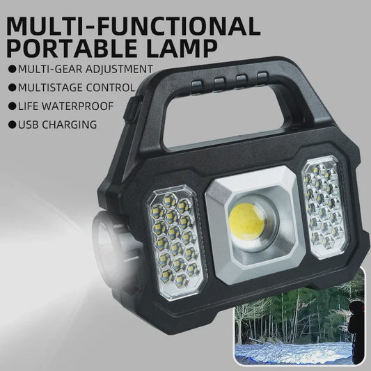 Multifunctionele LED Zaklamp met Solar Opladen & Powerbank Functie