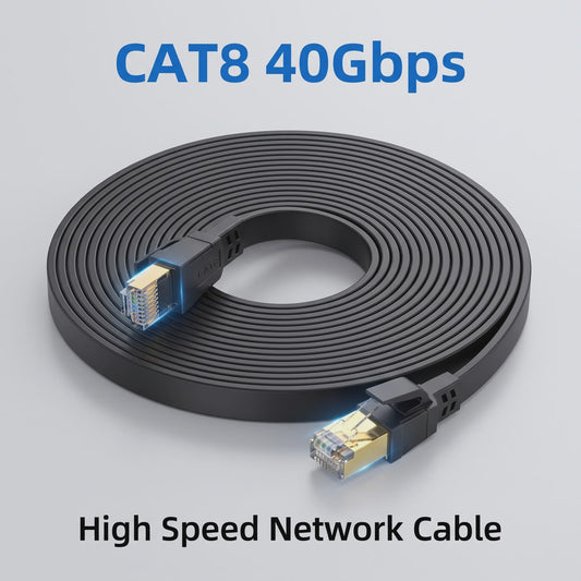 Cat 8 Ethernet Kabel 40Gbps Hoge Snelheid Platte Netwerkkabel met Vergulde RJ45