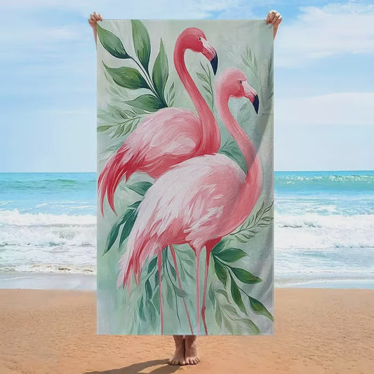 Artistiek Flamingo Strandlaken - Sneldrogend en Absorberend Strandlaken voor Zomer Vakantie