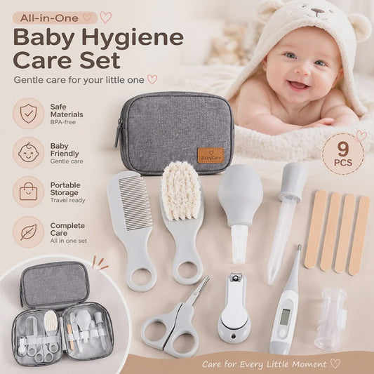 Complete Baby Verzorgingsset 9 Delig - Essentiële Baby Hygiëne Kit