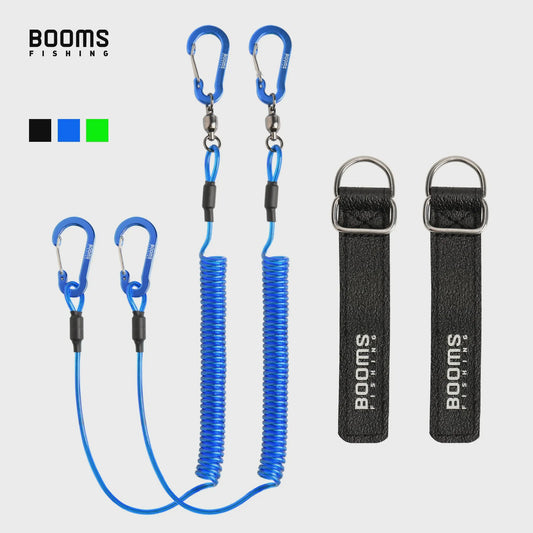 Booms Fishing T02RB1 Hengel Lanyard - 2M Elastisch, Heavy Duty voor Vissen & Kajak (4 stuks)