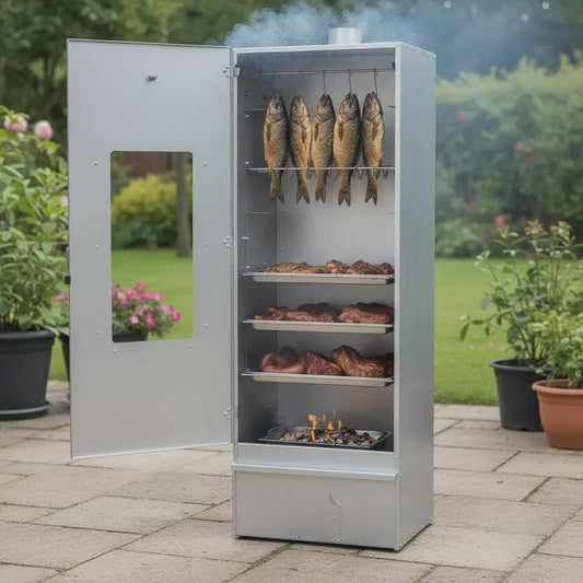 RVS Smoker BBQ met Houtspaanderbak - 44.5x29x110cm - Ideaal voor Vis en Vlees