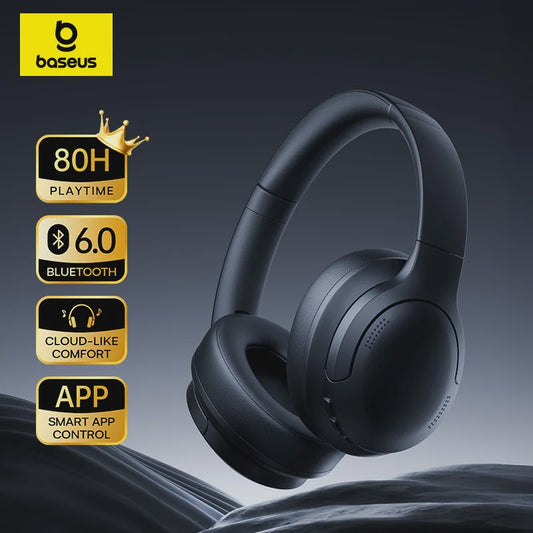 Baseus BH1 Lite Draadloze Koptelefoon - Bluetooth 6.0, 80 Uur Speeltijd, Super Bass & Heldere Oproepen
