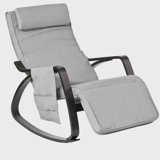 Verstelbare Schommelstoel met Voetensteun en Zijvak - Comfortabele Relaxfauteuil