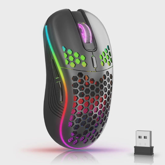 Draadloze RGB Honeycomb Muis - Lichtgewicht, Oplaadbaar & Instelbare DPI