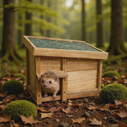 Houten Egelhuisje met Vilt Dak - Veilig Natuurlijk Nest voor Tuindieren