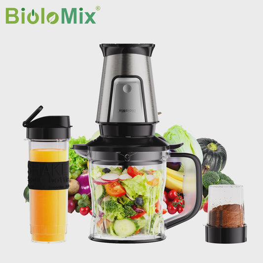 BioloMix 700W Compacte Keuken Blender: 3-in-1 Juicer, Food Processor & Grinder