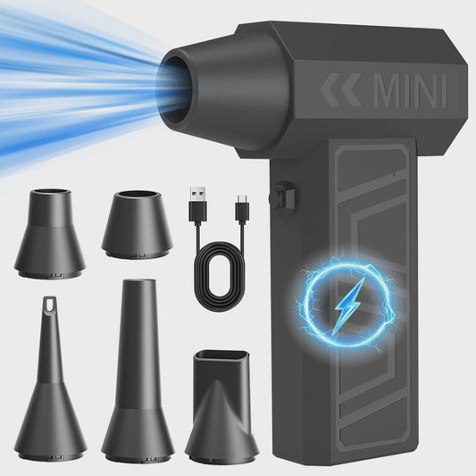 Krachtige Turbo Jet Blower 130000RPM - Draadloos, Type-C Opladen, 5 Opzetstukken