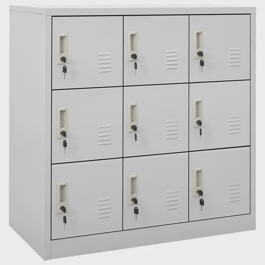 Grijze Lockerkast met Sleutelslot - 9 Vakken - Staal - 90x45x92.5 cm