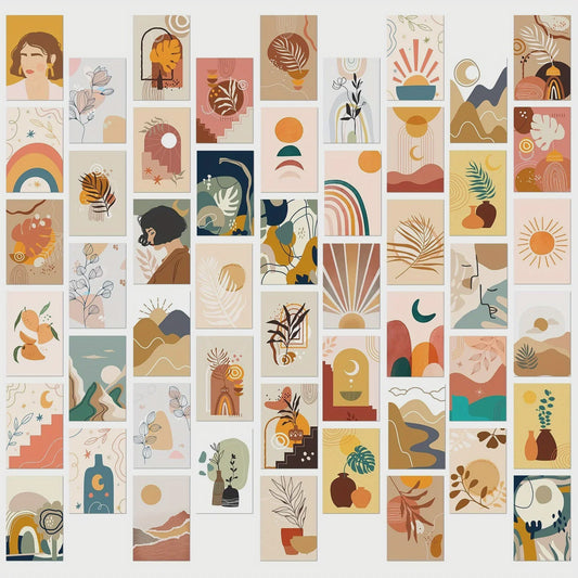 50x Postcard Set - Abstracte Kunst & Esthetische Wanddecoratie voor Slaapkamer