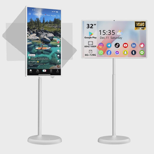 32-Inch Draagbare Smart TV met Touchscreen, Android, 1080P, 60Hz, 15000mAh Batterij & 13MP Camera