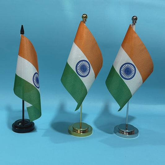 Indiase Bureauvlag 14x21cm Polyester - Officiële Vlag van India voor Bureau Decoratie