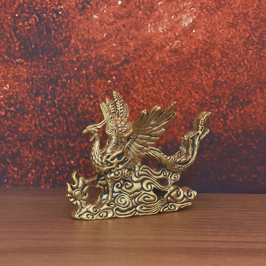Gouden Feniks Beeldje - Decoratie voor Woonkamer, Bureau & Huis