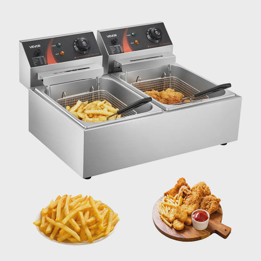 Dubbele Elektrische Frituurpan 12L - Professioneel & Compact