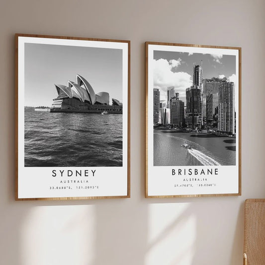 Minimalistische Poster Sydney Opera House - Canvas Wanddecoratie Australië & Nieuw-Zeeland