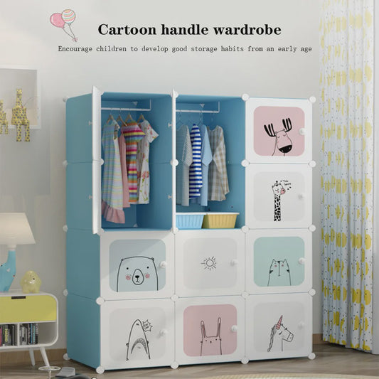 Modulaire Kinder Garderobekast - Ruimtebesparende Plastic Opbergkast met Hangroede & DIY Montage