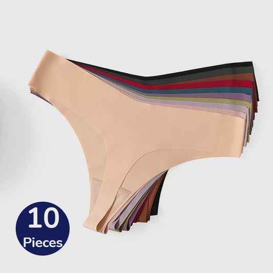Set van 10 Naadloze Dames Strings - Comfortabele en Ademende Lingerie