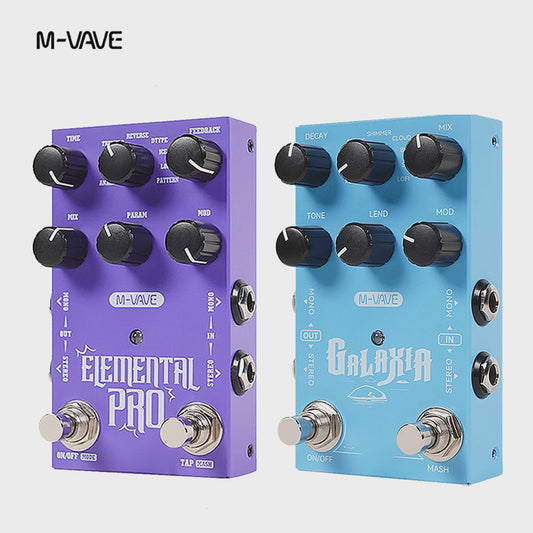 M-VAVE Galaxia & Elemental Pro Gitaar Effectpedalen: Stereo Delay & Reverb met USB-C