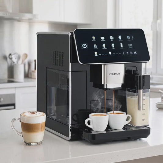 Volautomatische Koffiemachine met Ingebouwde Molen, Melkreservoir & Automatische Reiniging