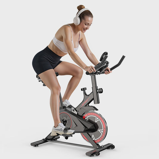 Indoor Hometrainer met 10kg Vliegwiel, Stille Riem Aandrijving en LCD Display