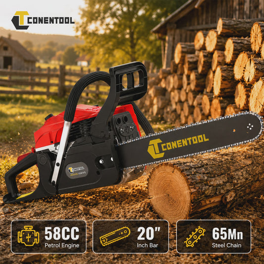 CONENTOOL 58CC Benzine Kettingzaag 20 Inch met 65Mn Staalketen