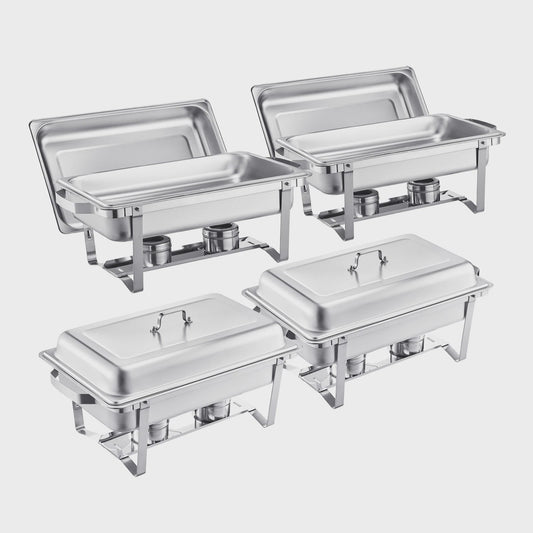RVS Chafing Dish Buffet Set 8Qt - 4 of 6 Stuks - Catering Warmer met Deksel