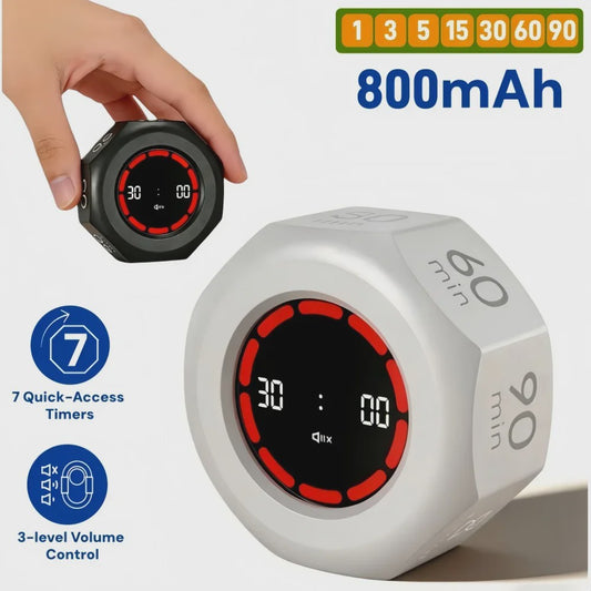 Visuele Flip Timer Kubus met LED Scherm & Gravity Sensor - Tijdmanagement Tool