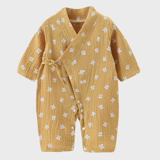 Mousseline Katoen Romper met Lange Mouwen voor Baby's (0-24M) - Unisex Jumpsuit voor Jongens & Meisjes