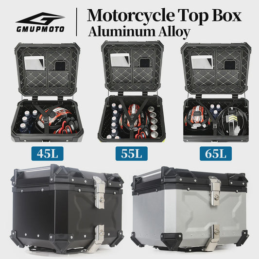 Waterdichte Aluminium Motor Topcase - 45L, 55L, 65L - Helmbox & Bagagebox
