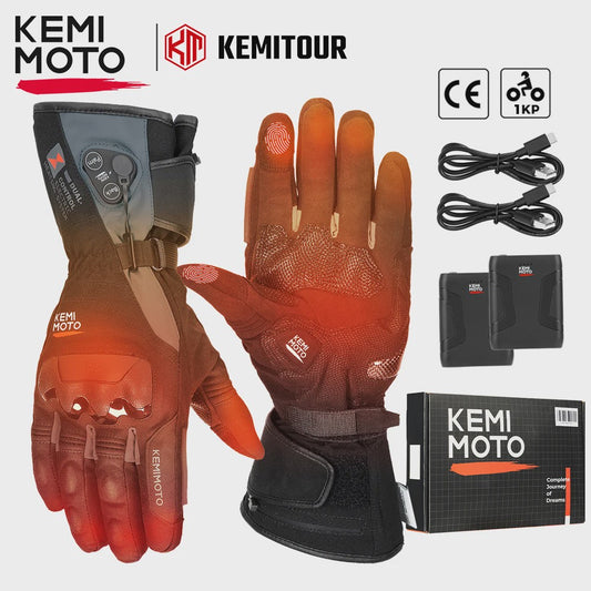 KEMIMOTO Verwarmde Motorhandschoenen - Waterdicht, Oplaadbaar & Warm voor de Winter