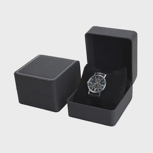 Stijlvolle Zwarte Horloge Cadeaubox - PU Leer, Inclusief Kussen - Perfect voor Mannen